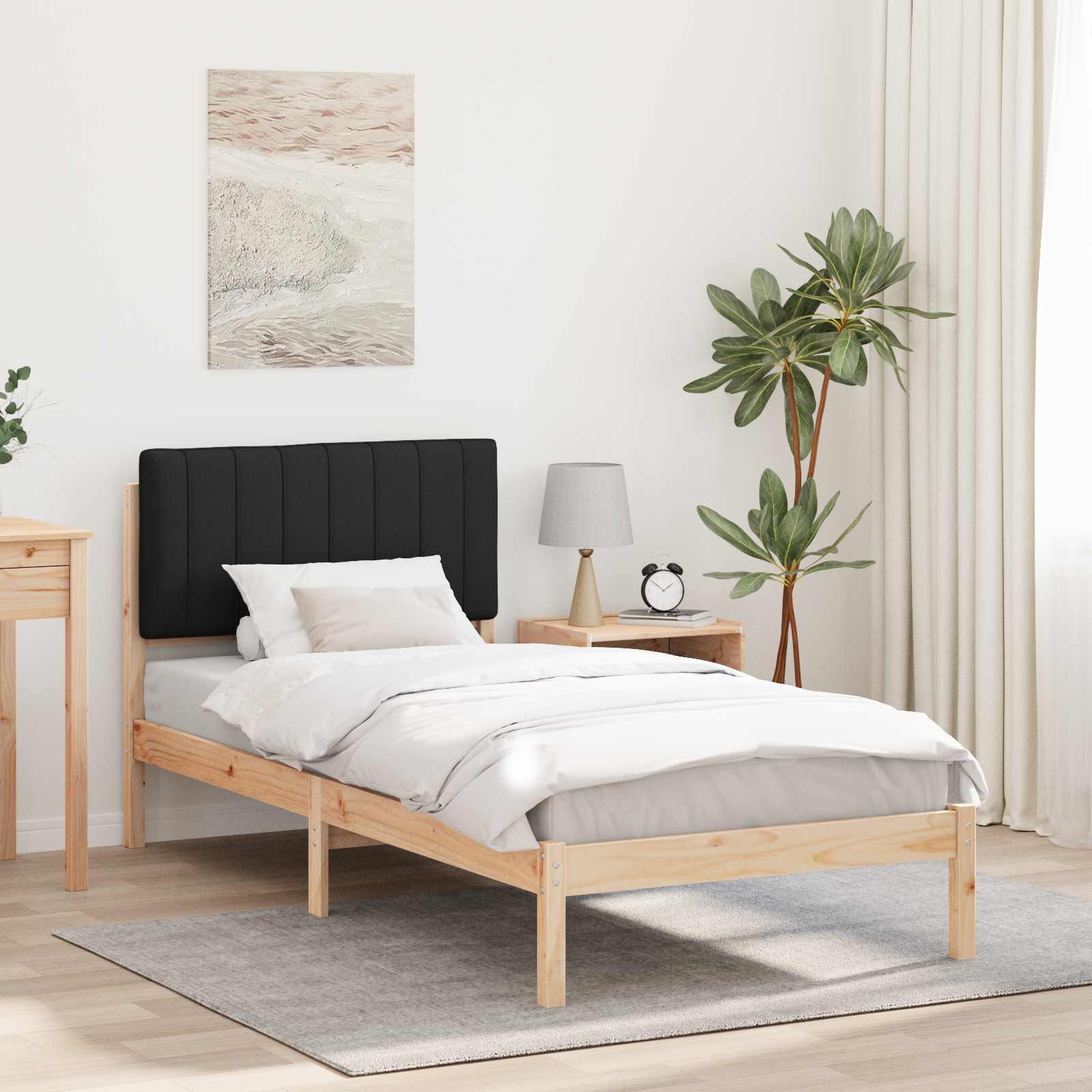 Sengestel med Polstret Hovedgavl Sort 90 x 190 cm billede