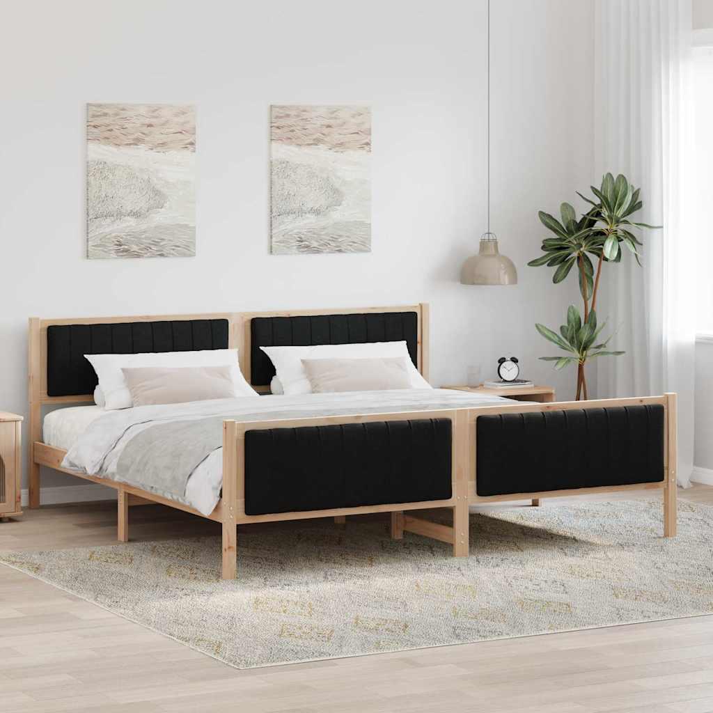 Sengestel Brun og sort 200 x 200 cm Massivt fyrretræ billede