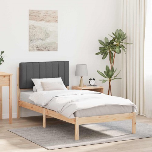 Sengestel med polstret hovedgavl - mørkegrå 90 x 190 cm