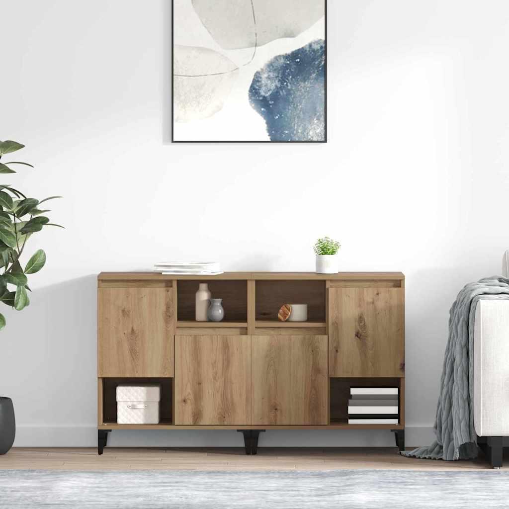 Sidebords 2 stk Artisan Egetræ 60 x 35 x 70 cm Konstrueret træ billede