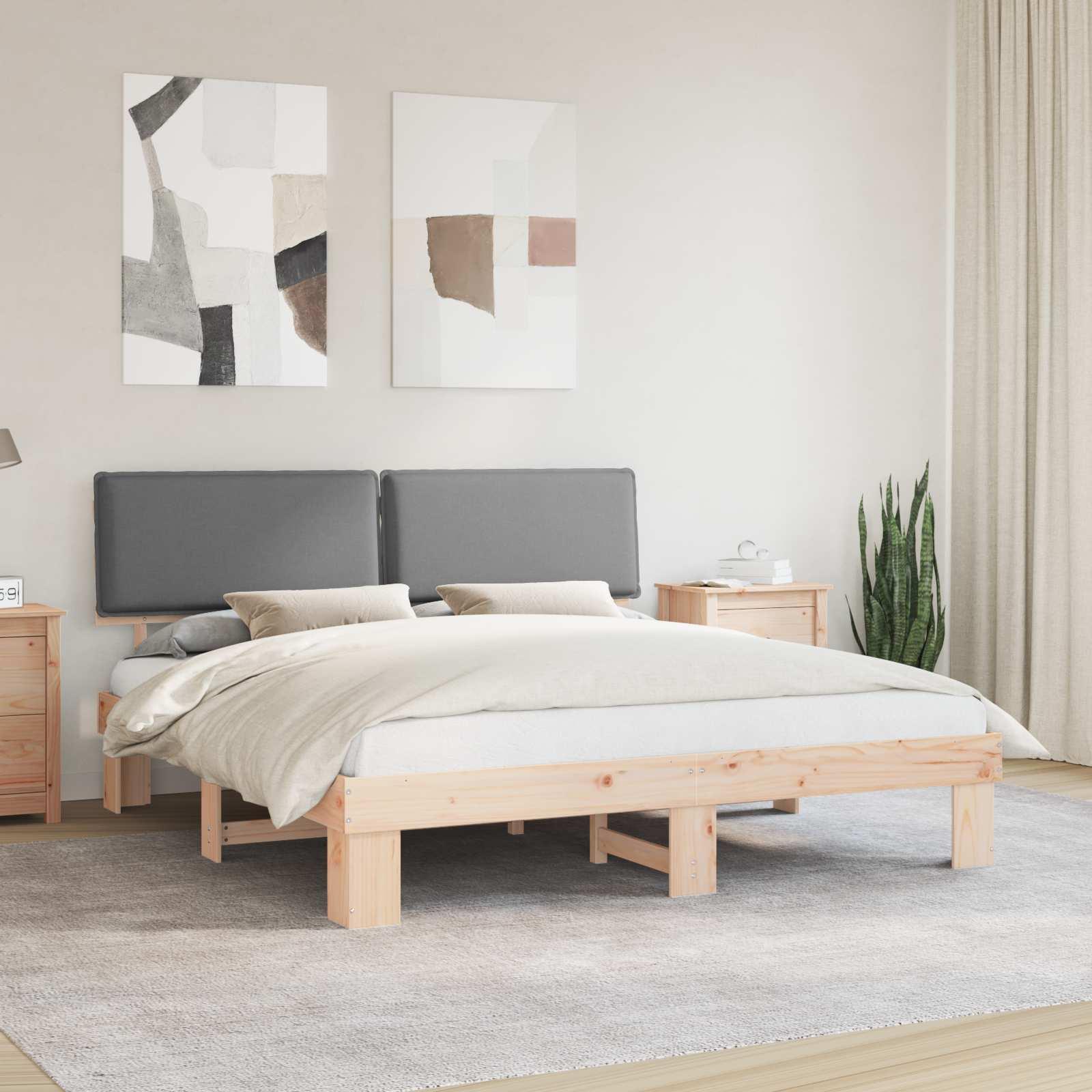 Sengestel med Polstret Hovedgavl Lysegrå 180 x 200 cm billede