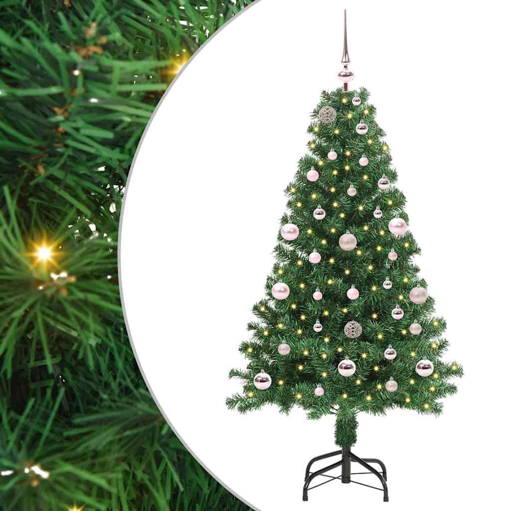 Kunstigt juletræ med LED-lyskæde - grøn, 150 cm billede