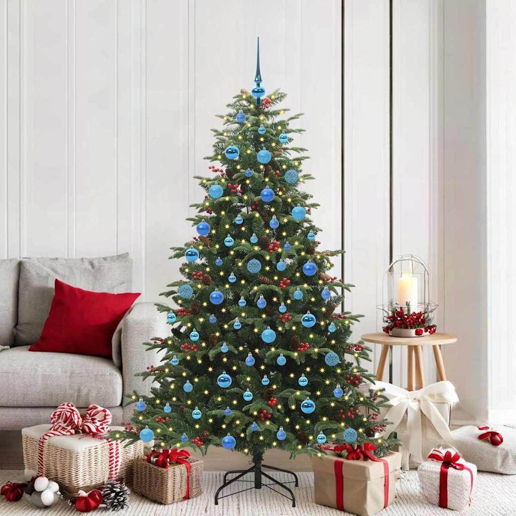 Kunstigt juletræ med LED og stativ - grøn 180 cm (PVC/metal/plast) billede