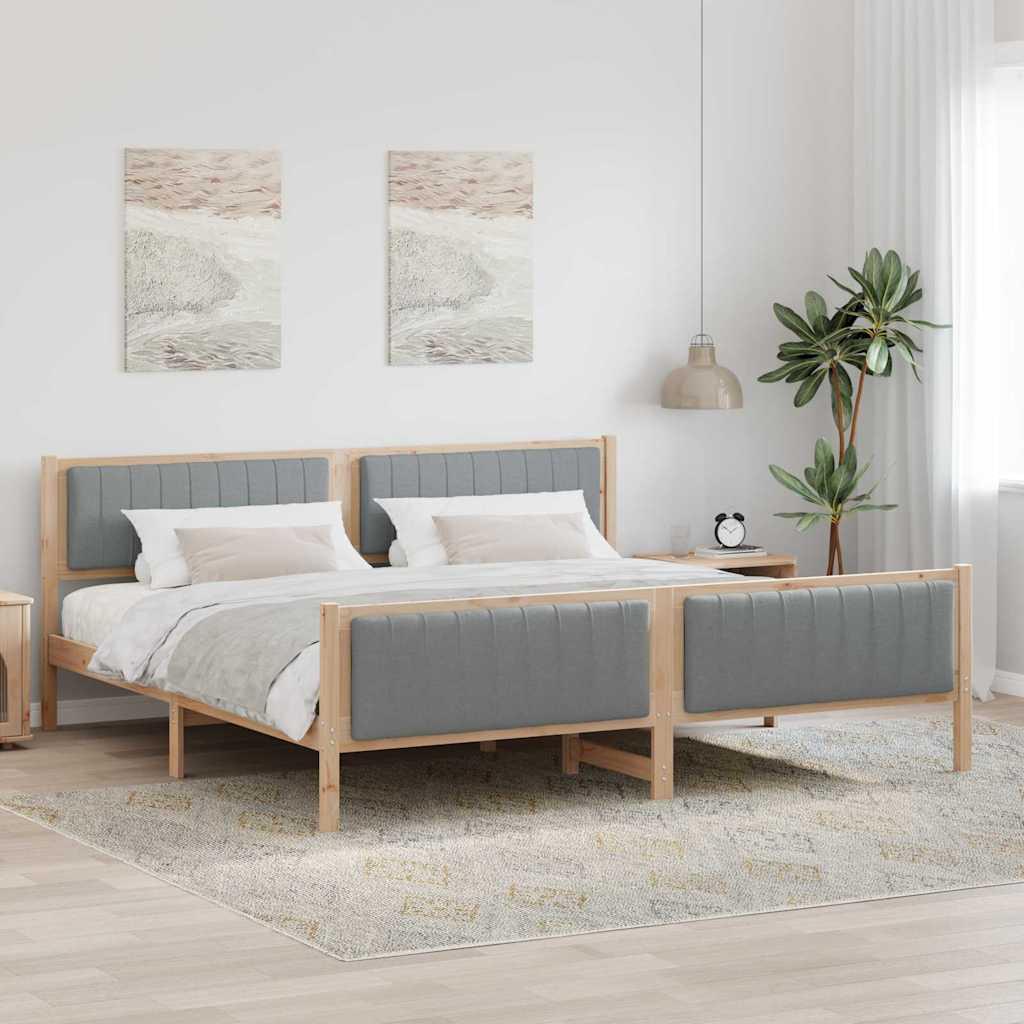 Sengestel Brun og lys grå 200 x 200 cm Massivt fyrretræ billede