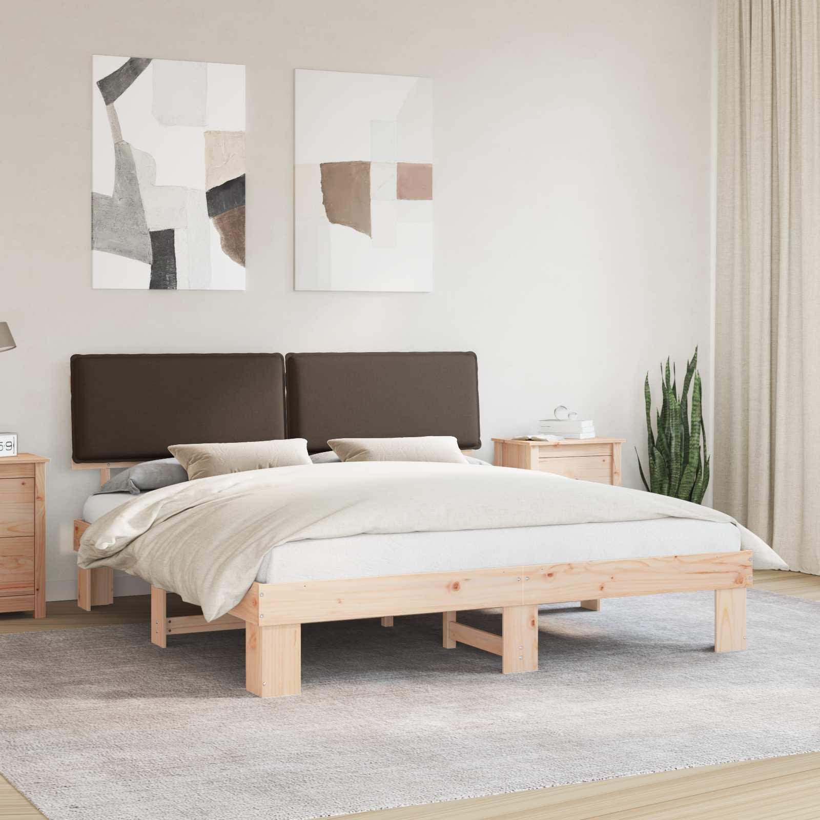 Sengestel med Polstret Hovedgavl Gråbrun 200 x 200 cm billede