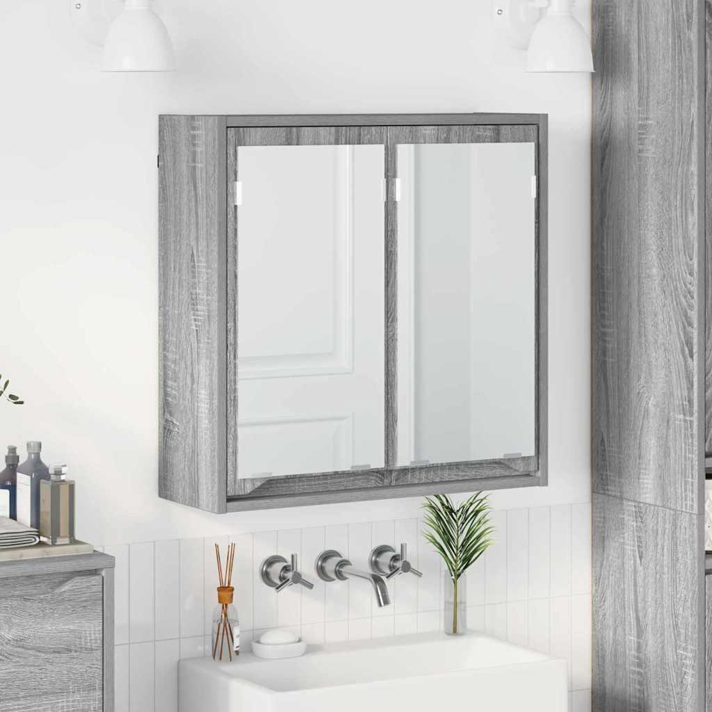Badeværelsesspejlskab med hylde Grå Sonoma 60 x 20 x 60 cm billede