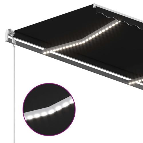 Markise med LED-lys 450x350 cm manuel betjening antracitgrå