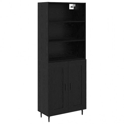 Highboard i sort eg 69,5 x 34 x 180 cm - konstrueret træ