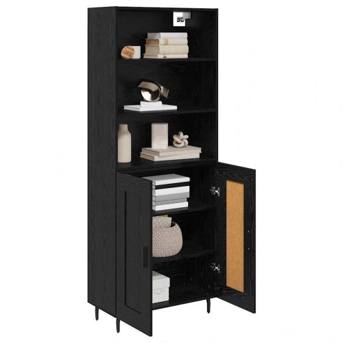 Highboard i sort eg 69,5 x 34 x 180 cm - konstrueret træ