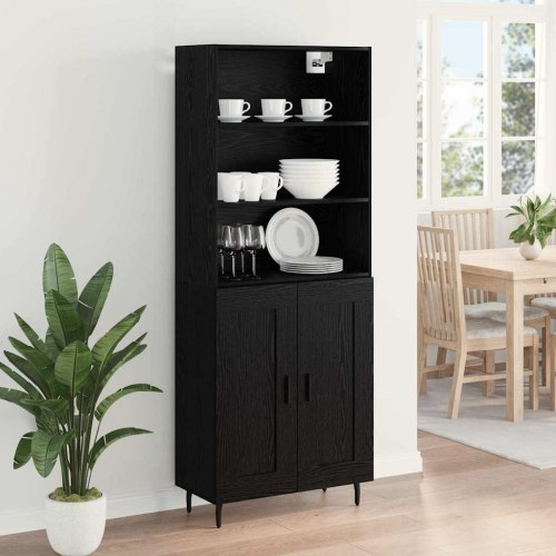 Highboard i sort eg 69,5 x 34 x 180 cm - konstrueret træ