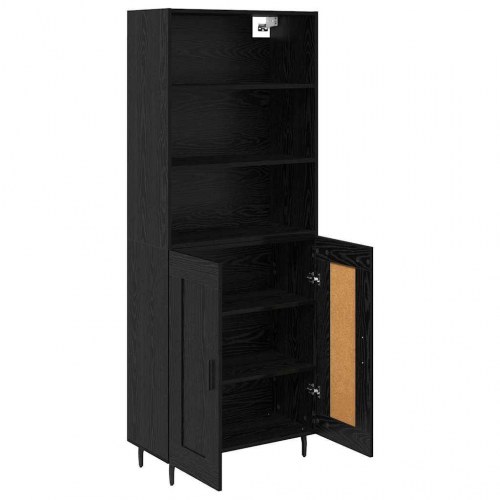 Highboard i sort eg 69,5 x 34 x 180 cm - konstrueret træ