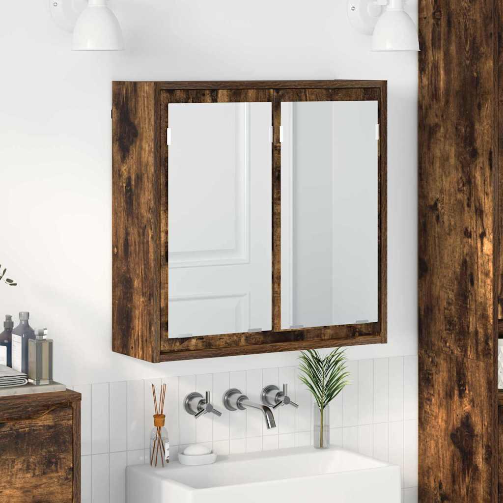 Badeværelsesspejlskab Røget eg 60 x 20 x 60 cm Konstrueret træ billede