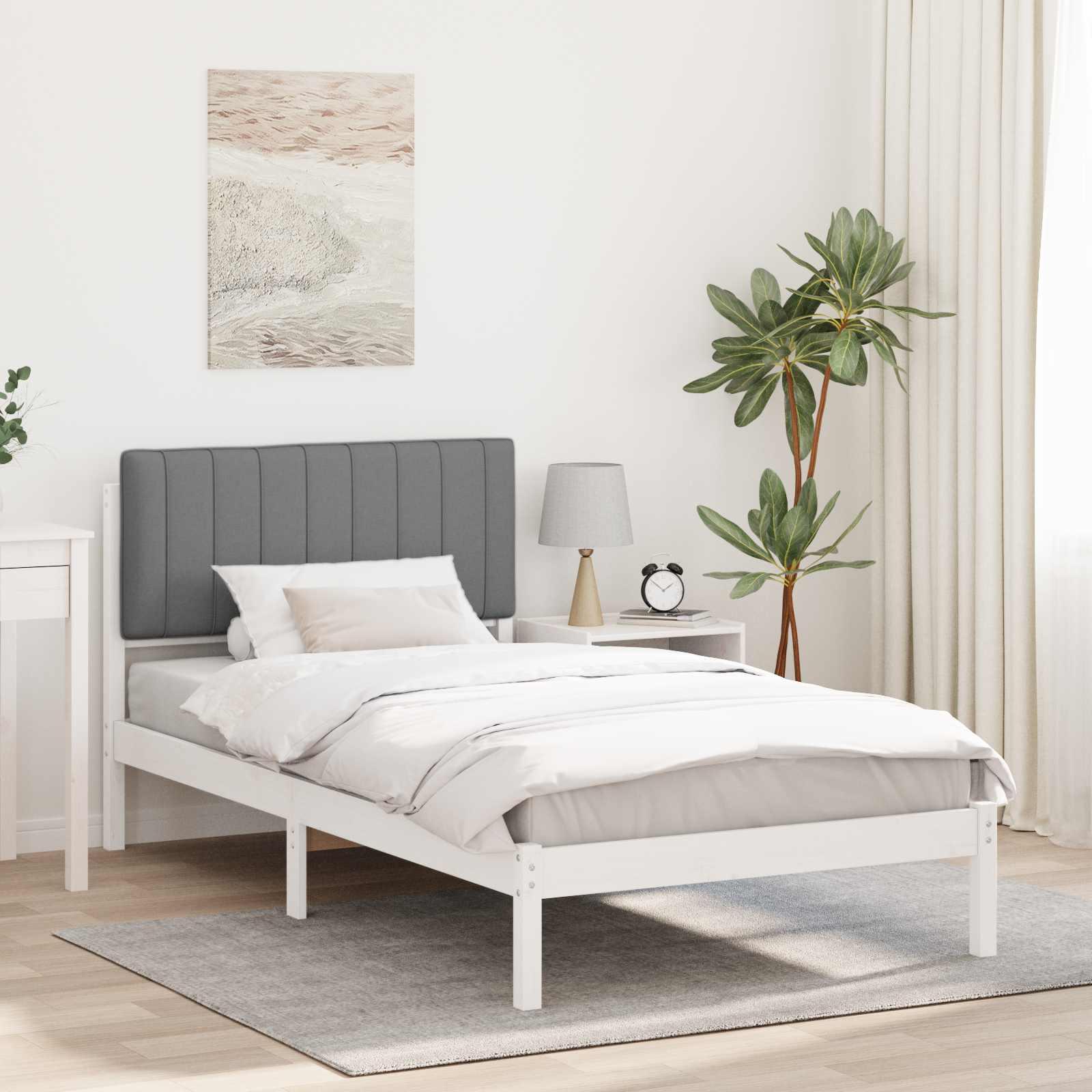 Sengestel med polstret hovedgavl - lysegrå 100 x 200 cm