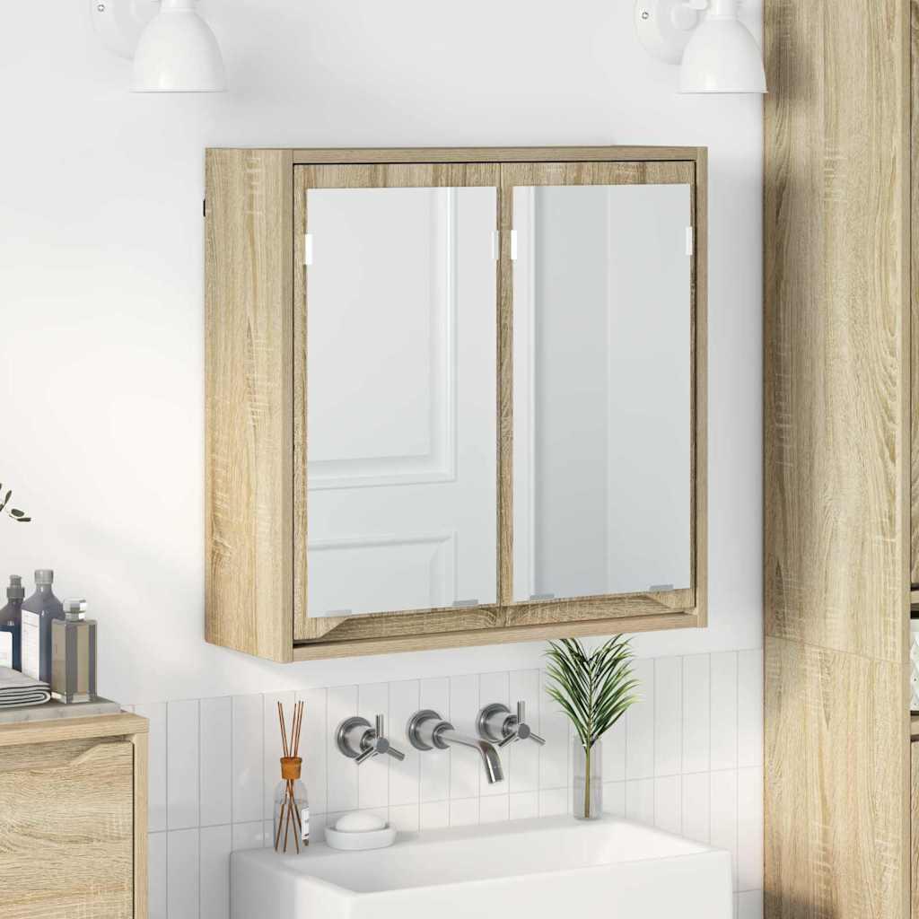 Badeværelsesspejlskab Sonoma eg 60 x 20 x 60 cm Konstrueret træ billede