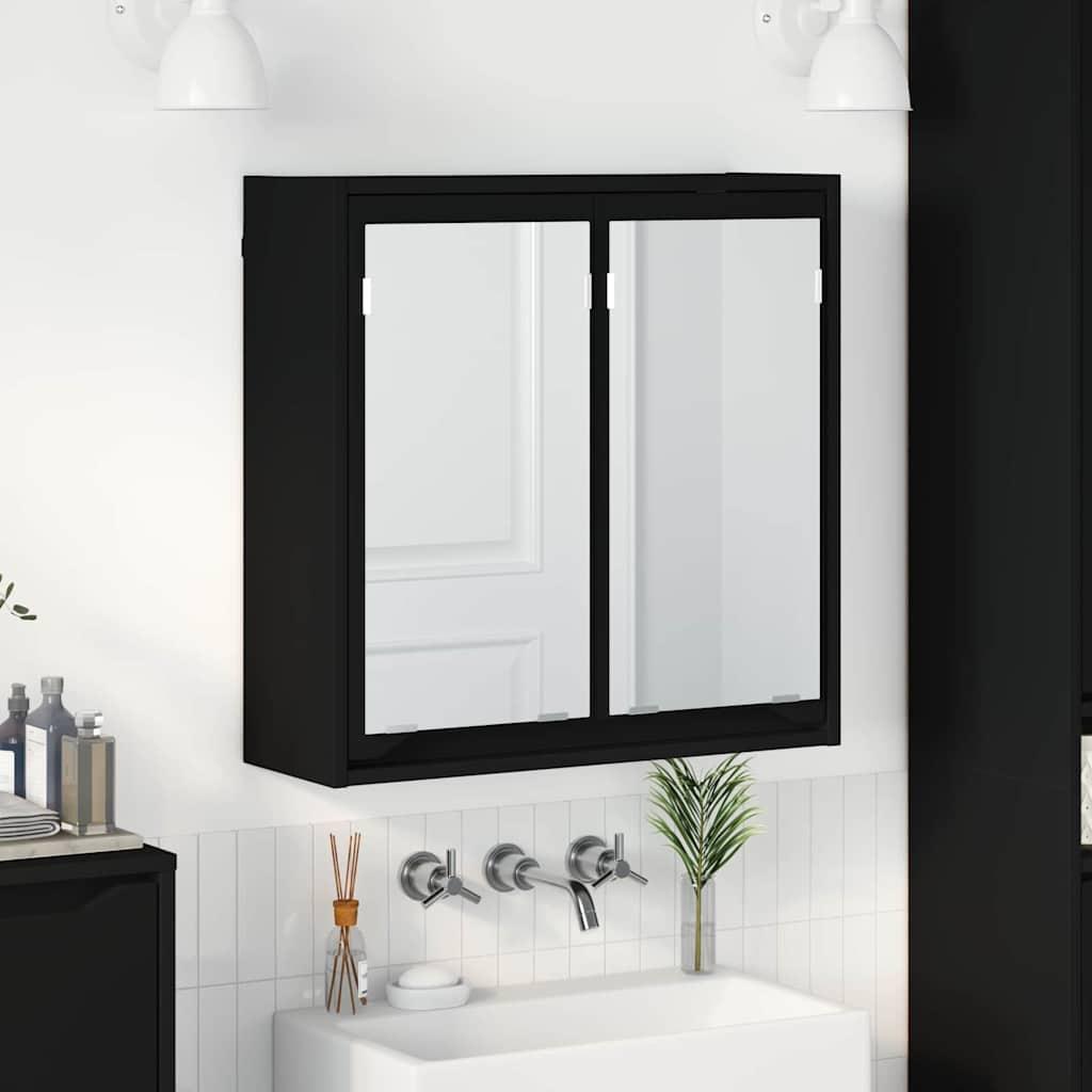 Badeværelsesspejlskab Sort 60 x 20 x 60 cm Konstrueret træ billede