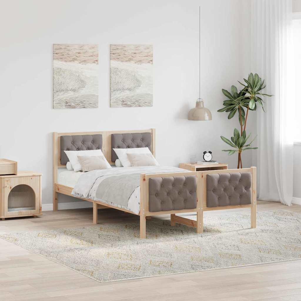 Sengestel med hovedgærde Gråbrun 120 x 190 cm Massiv fyrretræ billede