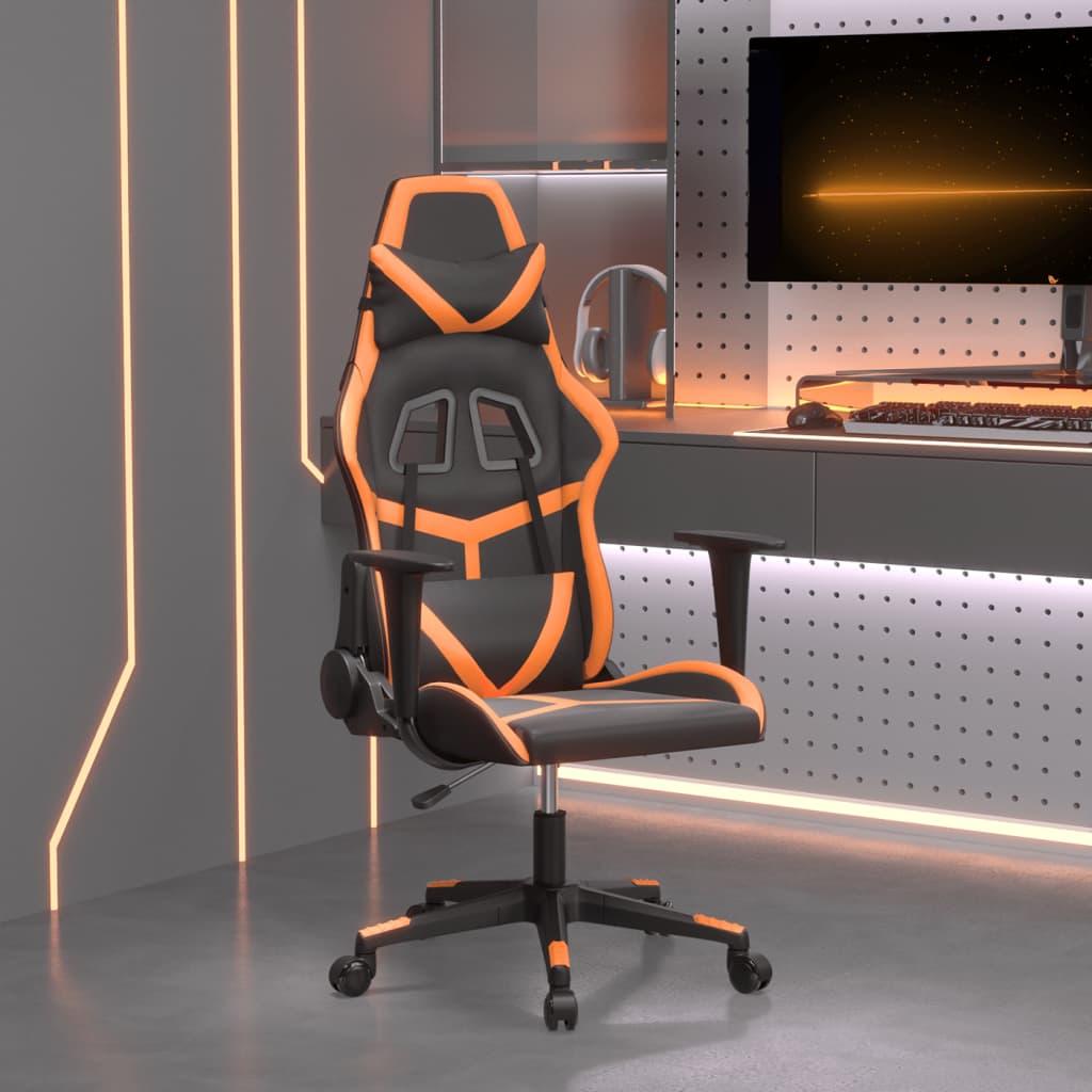Gamingstol m. massagefunktion kunstlæder sort og orange billede