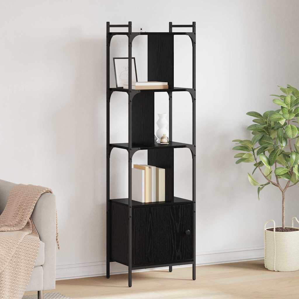 Bogreol i sort eg - 44,5 × 30 × 154,5 cm, konstrueret træ billede
