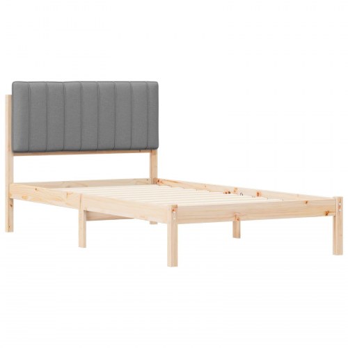 Sengestel med polstret hovedgavl - lysegrå 100 x 200 cm