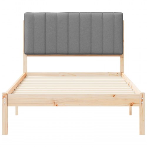 Sengestel med polstret hovedgavl - lysegrå 100 x 200 cm
