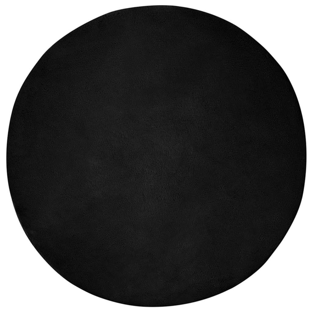 Faux Kanin Pels Tæppe Sort Ø 200 cm Polyester billede
