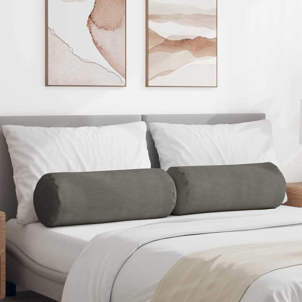 Bolsterpuder 2 stk Lysegrå Ø 25 x 70 cm Velourstof billede