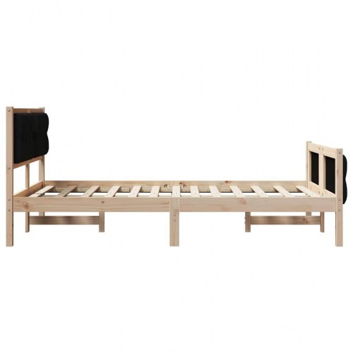 Sengestel 120 x 200 cm med sort hovedgærde i massiv fyrretræ