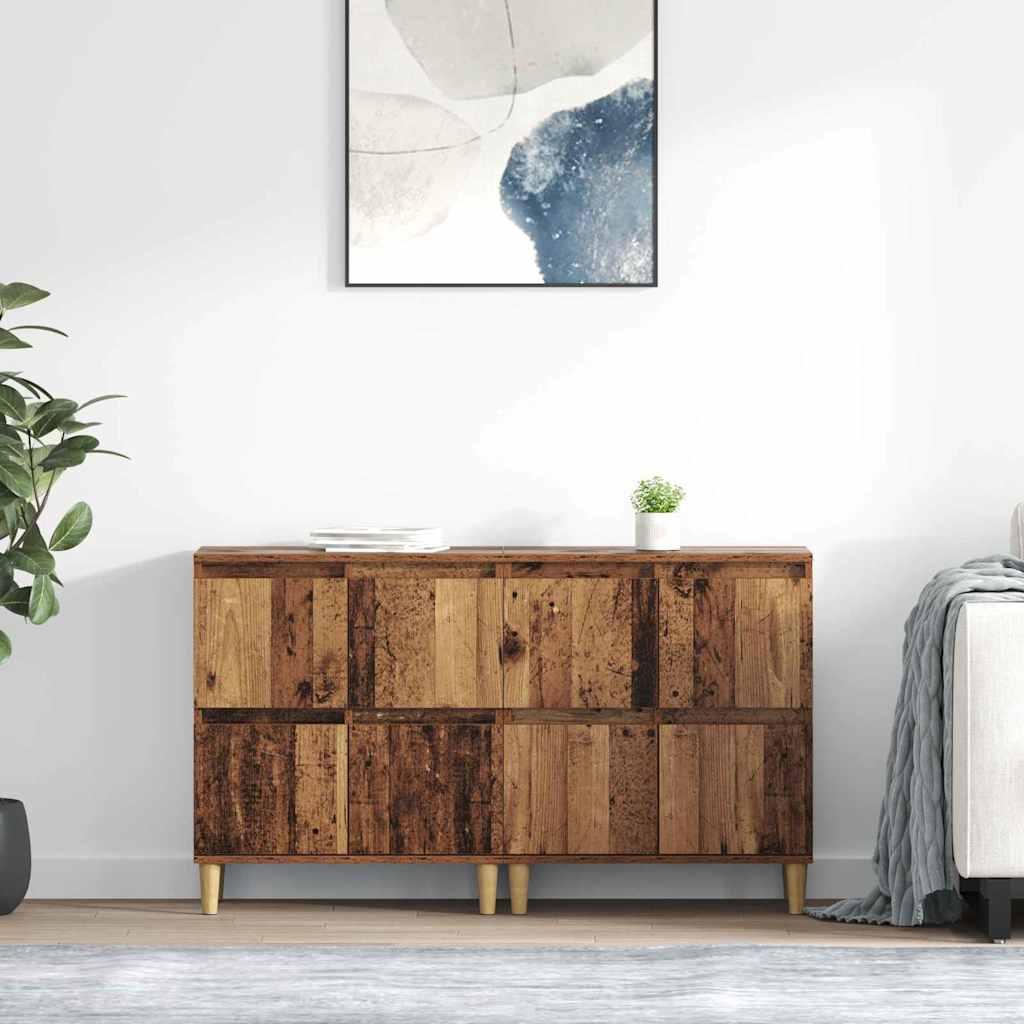 Sidebords 2 stk Gammelt træ 60 x 35 x 70 cm Konstrueret træ billede