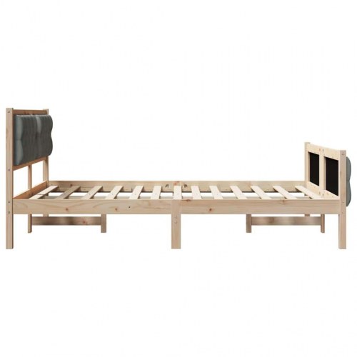 Sengestel med hovedgærde mørkegrå 150 x 200 cm massivt fyrretræ