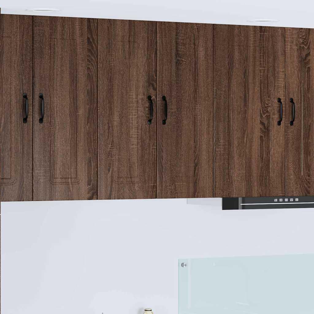 Vægskab til køkken med hylde 2 stk Brun eg 30 x 31 x 80 cm billede