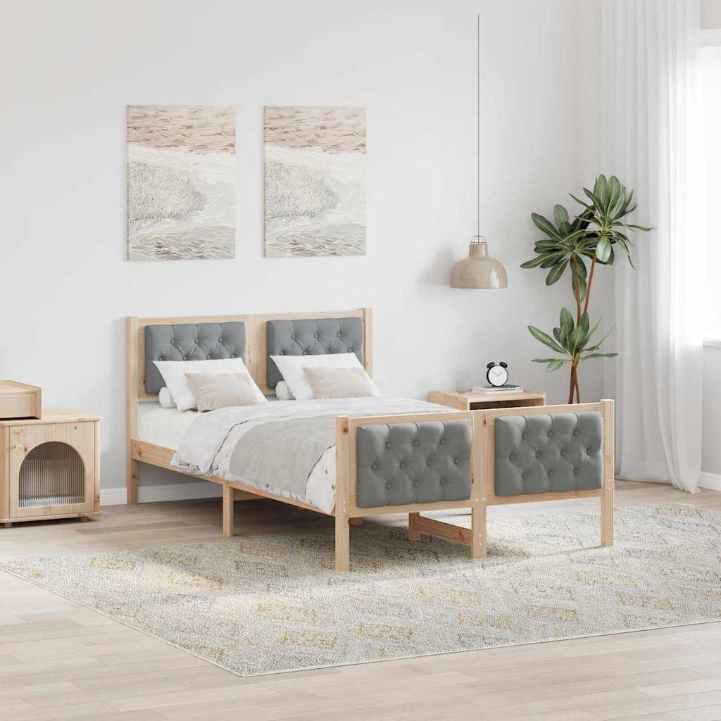 Sengestel med hovedgærde Lysegrå 120 x 200 cm Stof billede