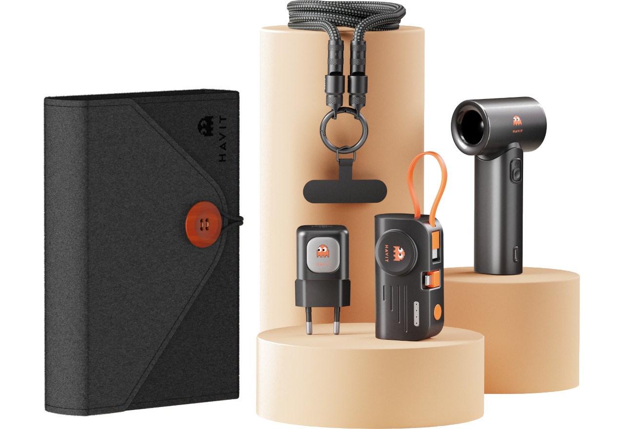 Oplader sæt Havit STK011 EU – rejseoplader, powerbank, USB‑C kabel og håndventilator billede