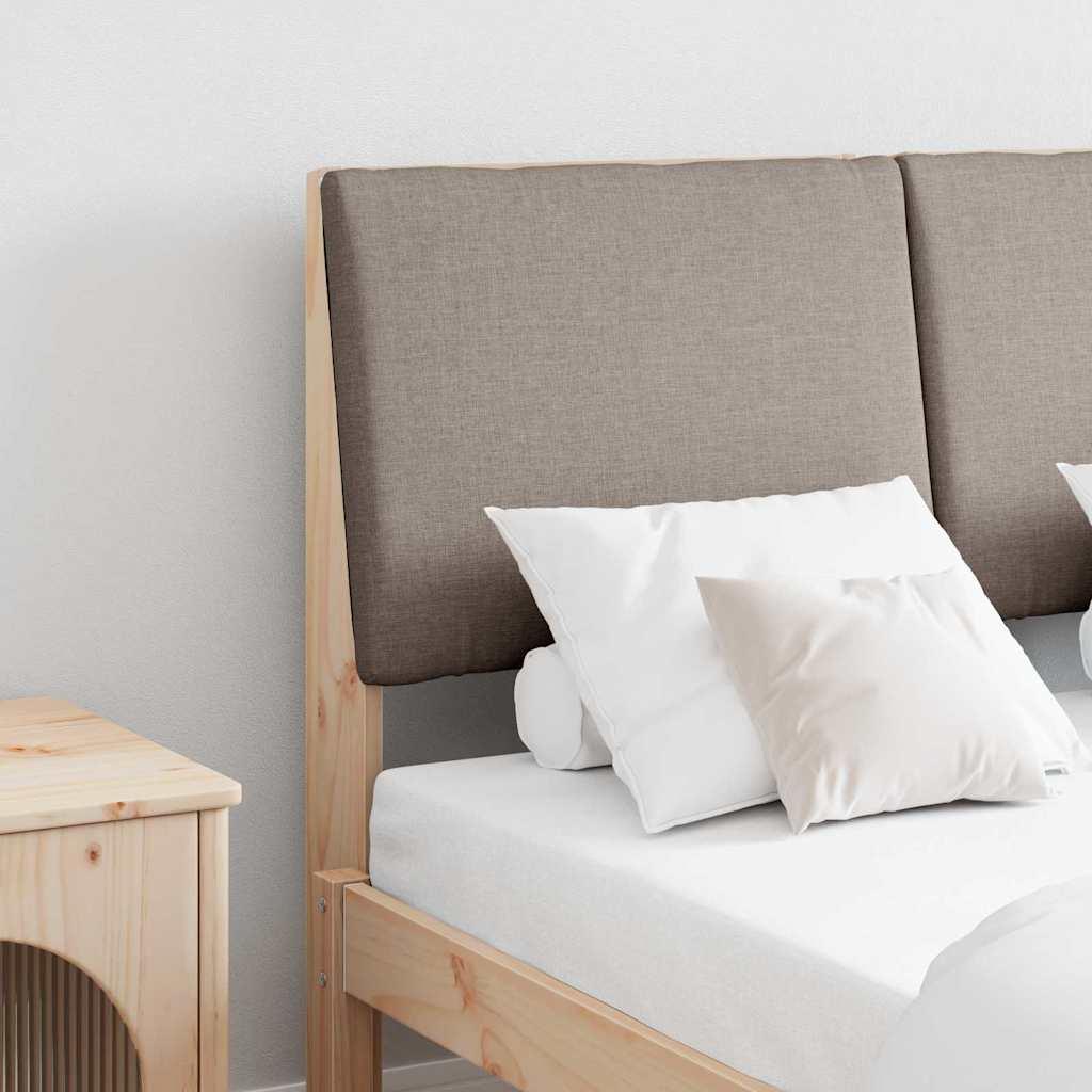 Polstret sengegavl Gråbrun 120 cm Massiv fyrretræ billede