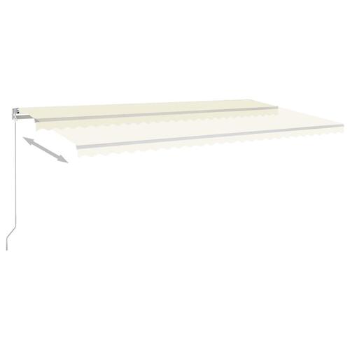 Markise m. LED-lys 600x350 cm manuel betjening cremefarvet