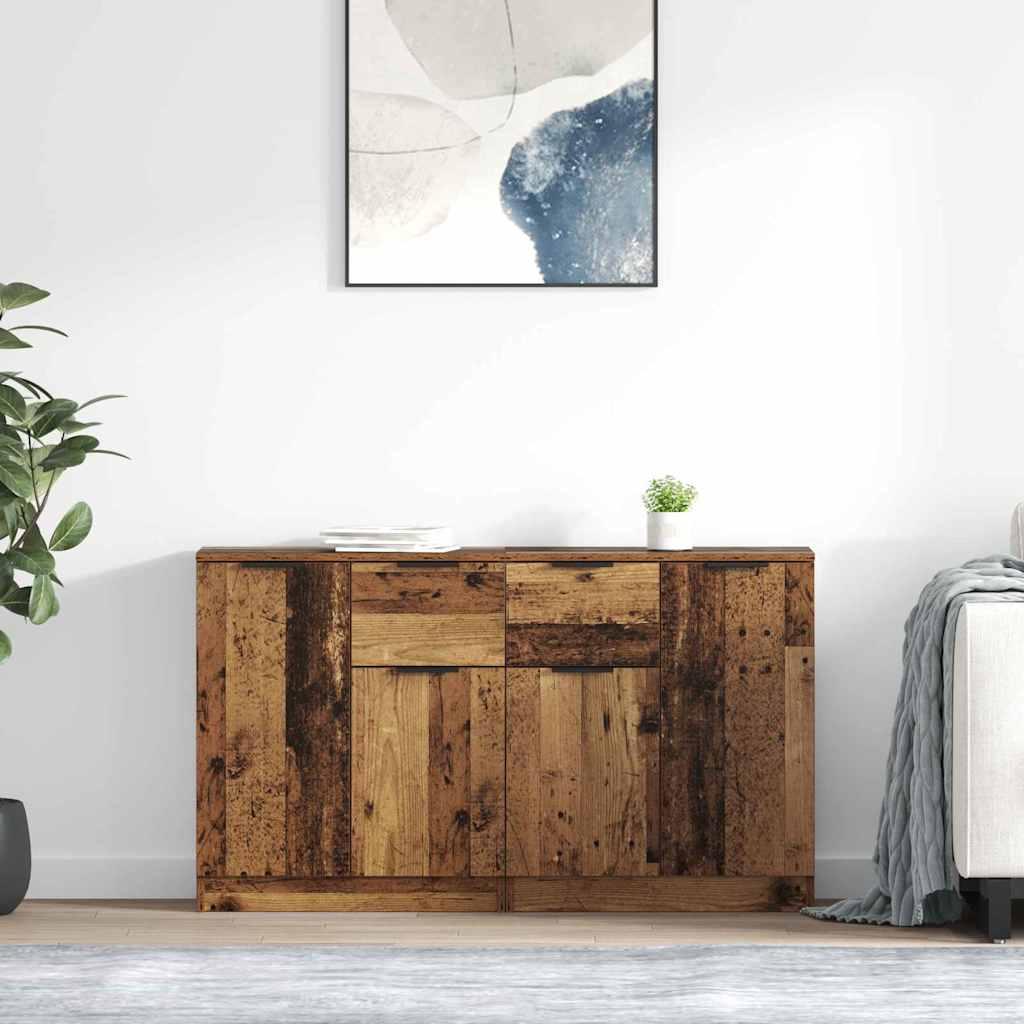 Sidebords 2 stk Gammelt træ 60 x 30 x 70 cm Konstrueret træ billede