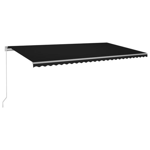 Markise m. LED-lys 600x350 cm manuel betjening antracitgrå