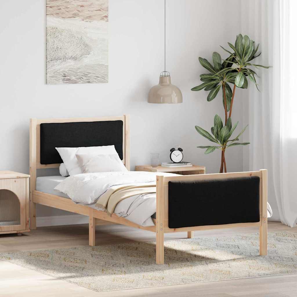 Sengestel med hovedgærde Sort 75 x 190 cm Stof billede