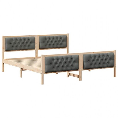 Sengestel med hovedgærde mørkegrå 160 x 200 cm massiv fyrretræ