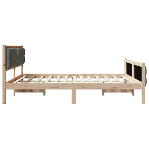 Sengestel med hovedgærde mørkegrå 160 x 200 cm massiv fyrretræ