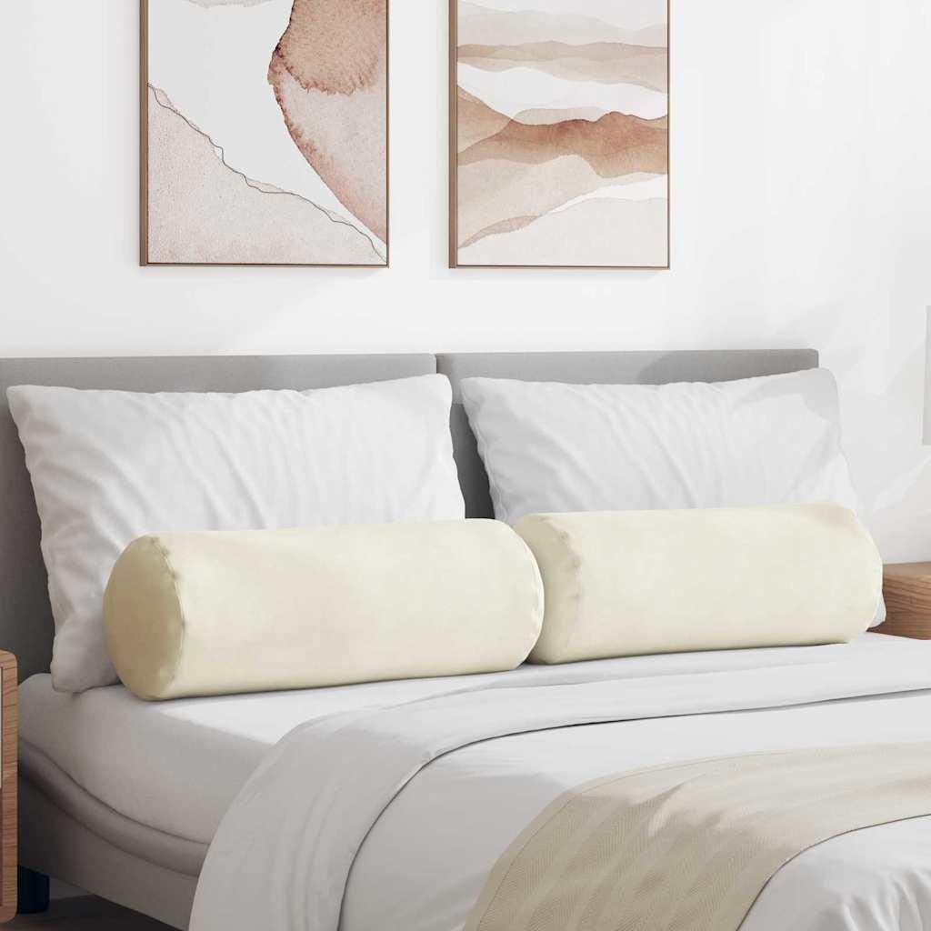 Bolsterpuder 2 stk Creme Ø 25 x 70 cm Velourstof billede