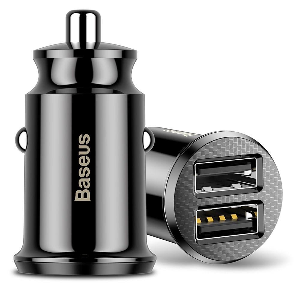 Baseus CCALL-ML01 biloplader med 2 USB-porte, 3,1 A til smartphone og tablet - sort
