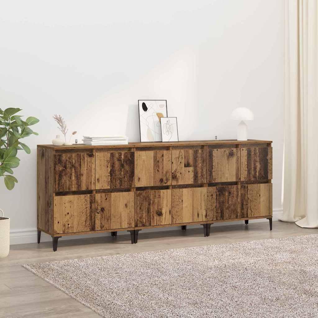 Sidebords 3 stk Gammelt træ 60 x 35 x 70 cm Konstrueret træ billede