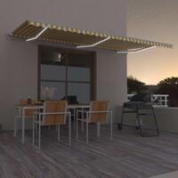 Markise m. LED + vindsensor 600x350 cm automatisk gul og hvid