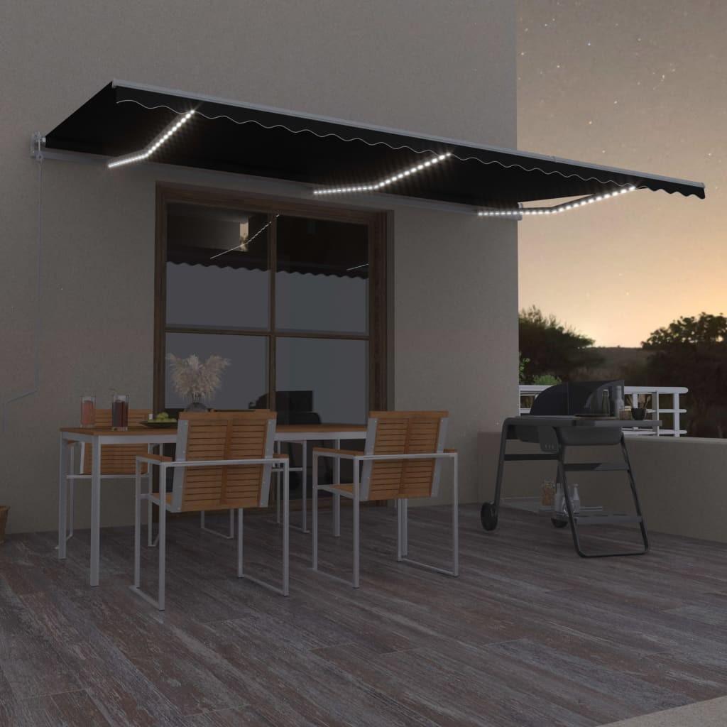 Markise m. LED + vindsensor 600x350 cm automatisk antracit billede