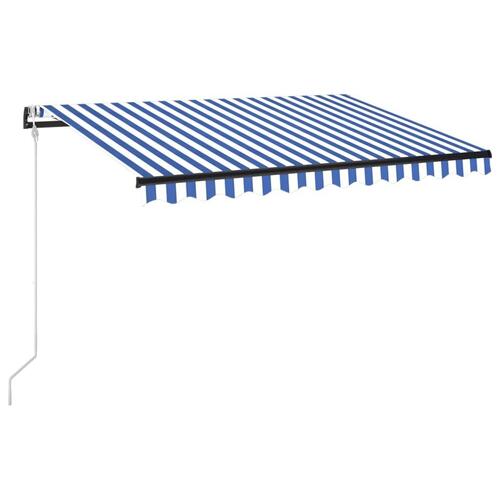 Markise m. LED + vindsensor 300x250 cm automatisk blå og hvid