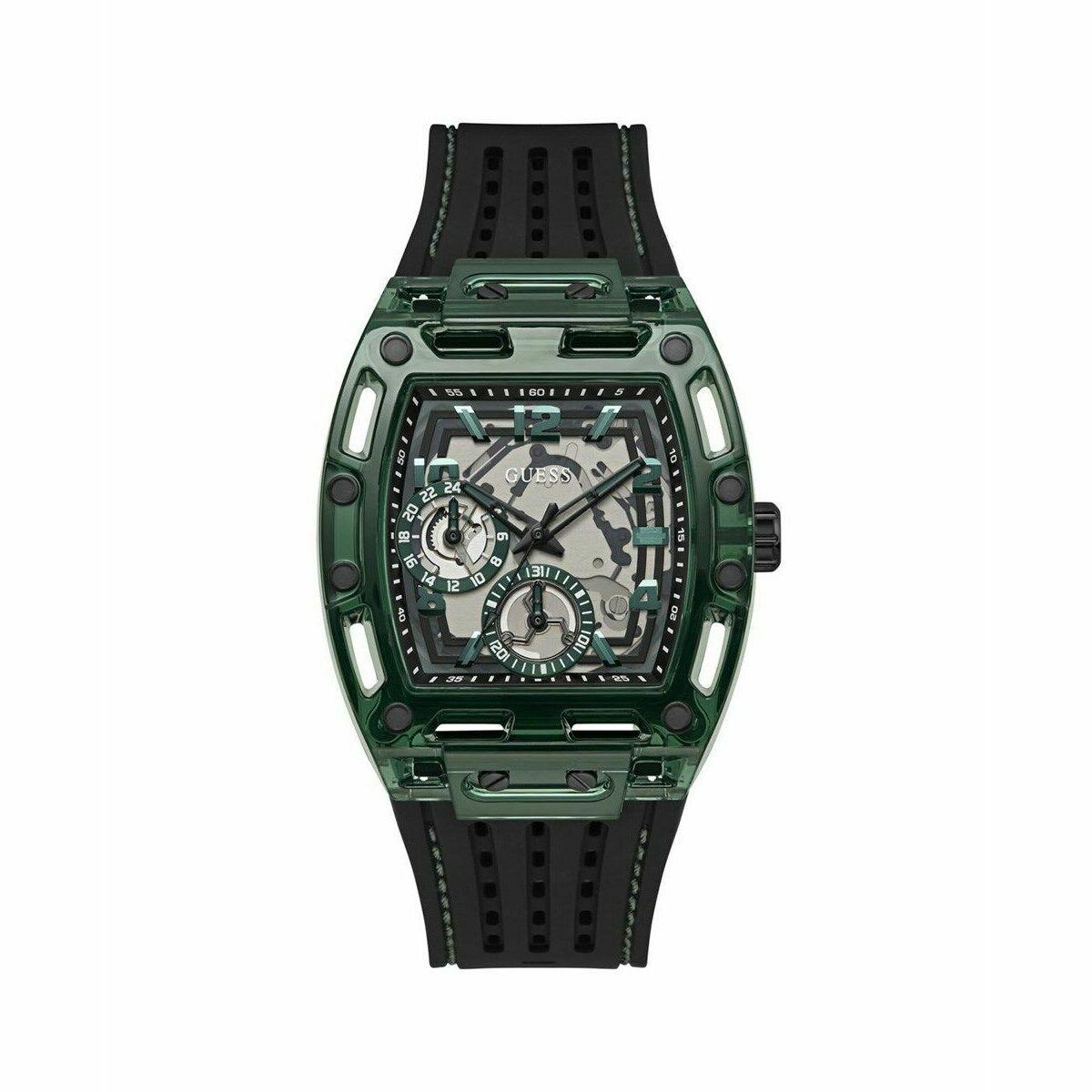 Guess GW0499G7 herreur - 42 mm, grøn/Sort silikonerem billede