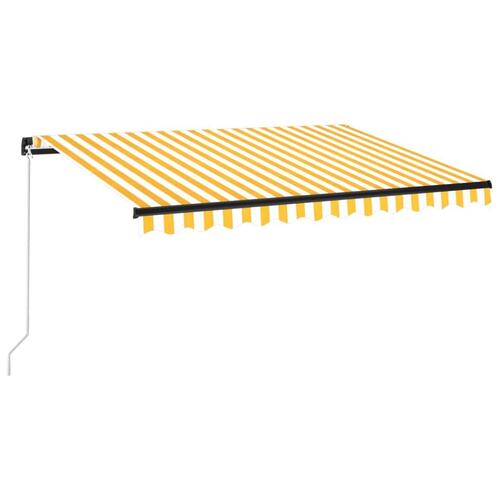 Markise m. LED-lys 350x250 cm manuel betjening gul og hvid
