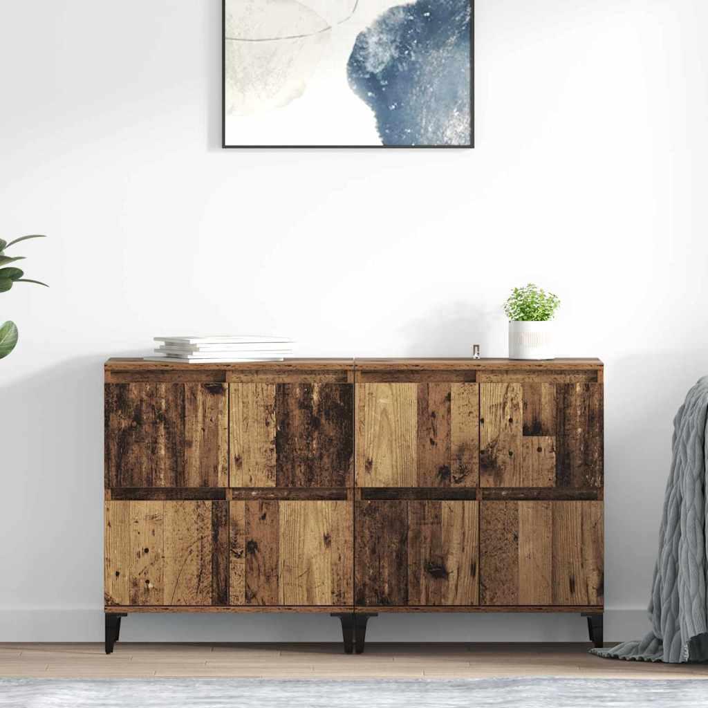 Sidebords 2 stk Gammelt træ 60 x 35 x 70 cm Konstrueret træ billede
