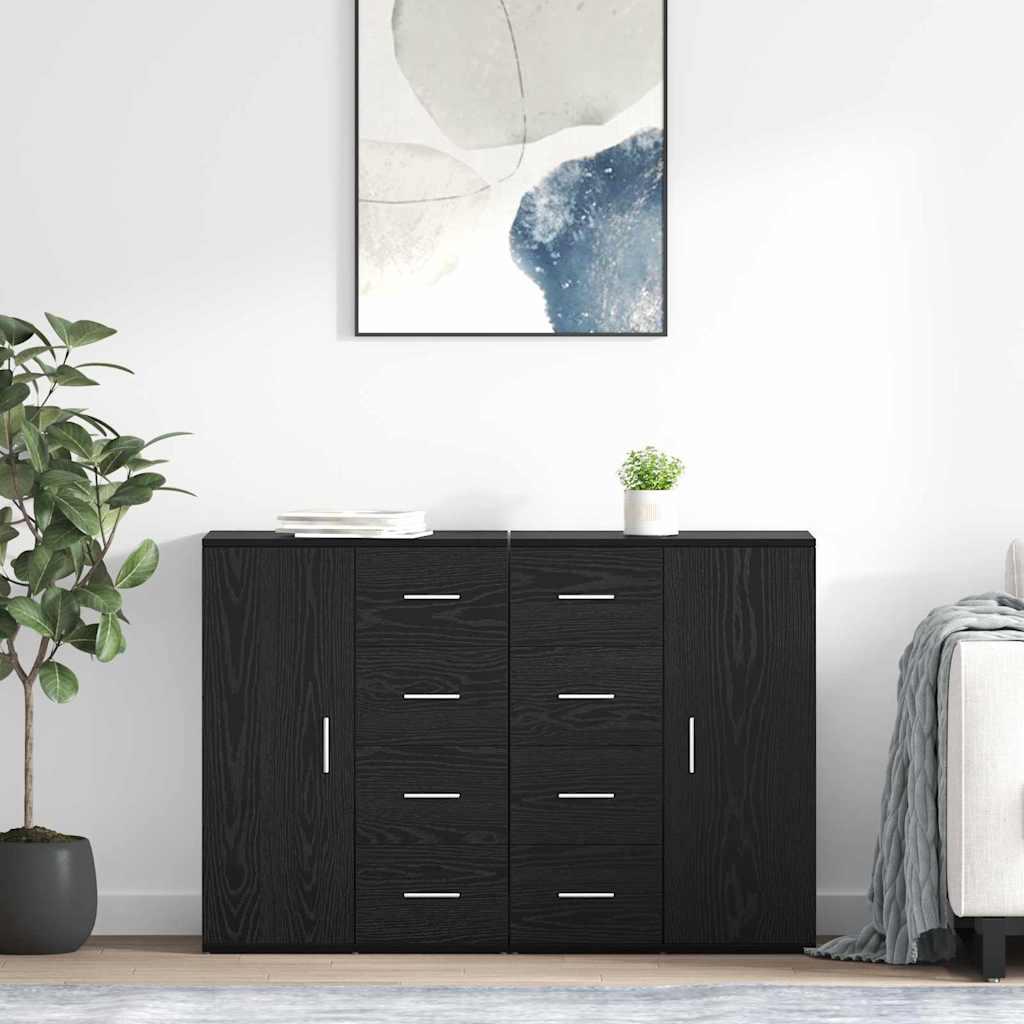 Sidebords Corona 2 stk Sort eg 59 x 39 x 80 cm Konstrueret træ billede