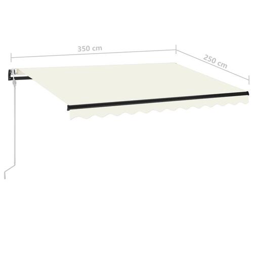 Markise m. LED + vindsensor 350x350 cm automatisk cremefarvet
